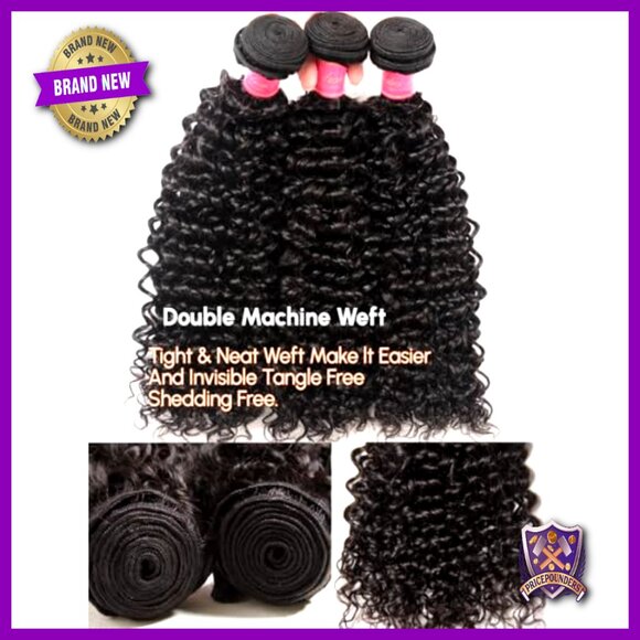 Jerry Curly Virgin Human Hair Extensions 3 Bundles 14 16 18 Inch main image 5
